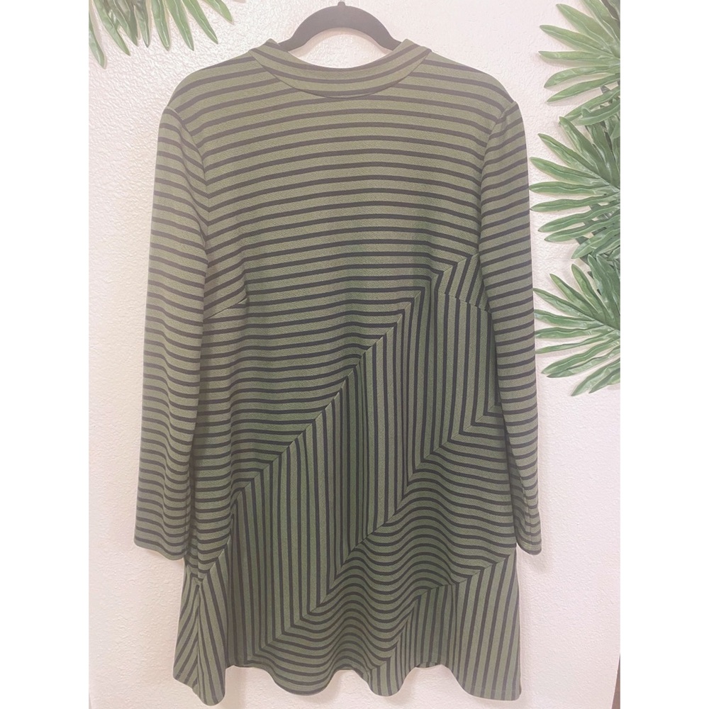 Anthropologie Hutch Dress Geo Stripe Green Black